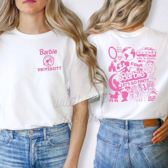 Tops - Barbie University Graphic T-shirt, Let's Go Barbie Shirt, Barbie Core T-shirt